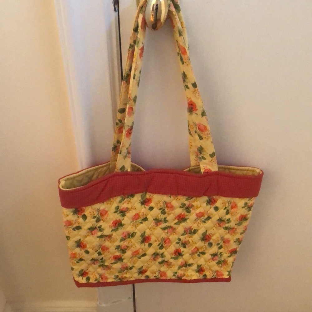 April Cornell for Silversti large yellow floral quilted fabric tote bag EUC - Picture 4 of 10